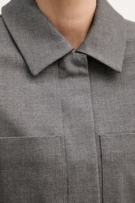 United Colors of Benetton μπουφάν γυναικείο με πρόσμιξη μαλλιού 24T0DN09P γκρί