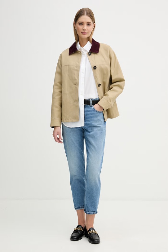 United Colors of Benetton kurtka przejściowa damska bawełniana 2PVADN09F beżowy SS26
