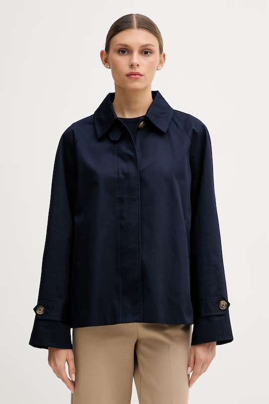 United Colors of Benetton płaszcz damski bawełniany granatowy 2QJYDN09K