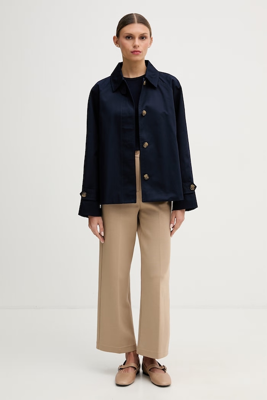 United Colors of Benetton płaszcz damski bawełniany 2QJYDN09K granatowy SS26
