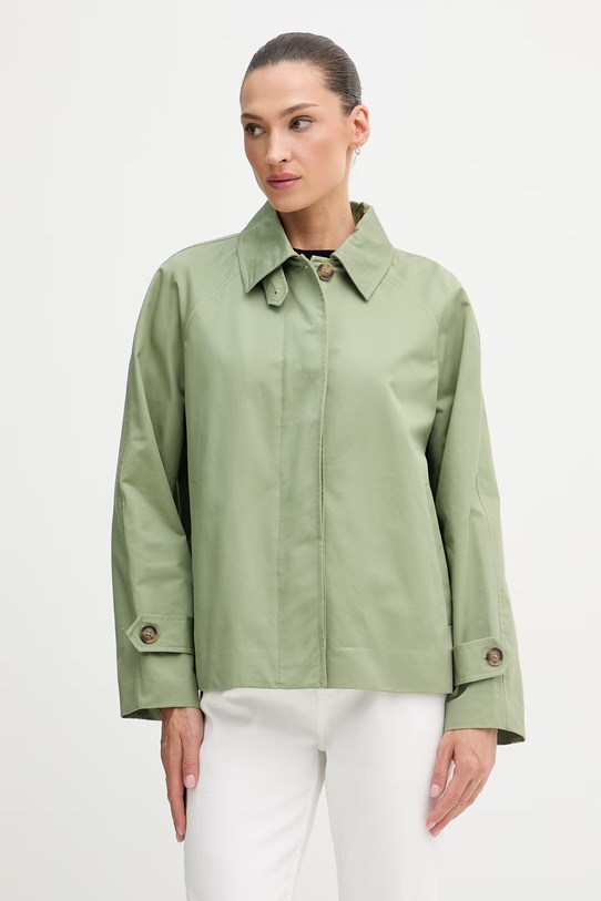 United Colors of Benetton płaszcz damski bawełniany zielony 2QJYDN09K