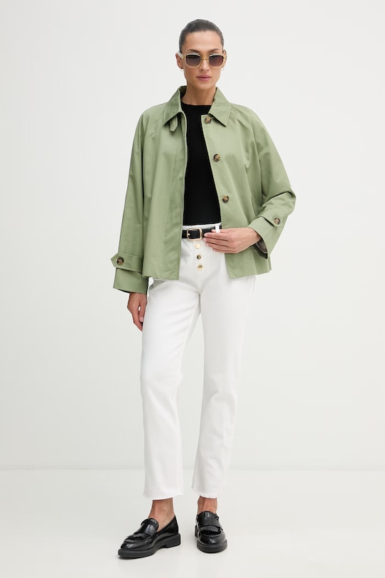United Colors of Benetton płaszcz damski bawełniany 2QJYDN09K zielony SS26
