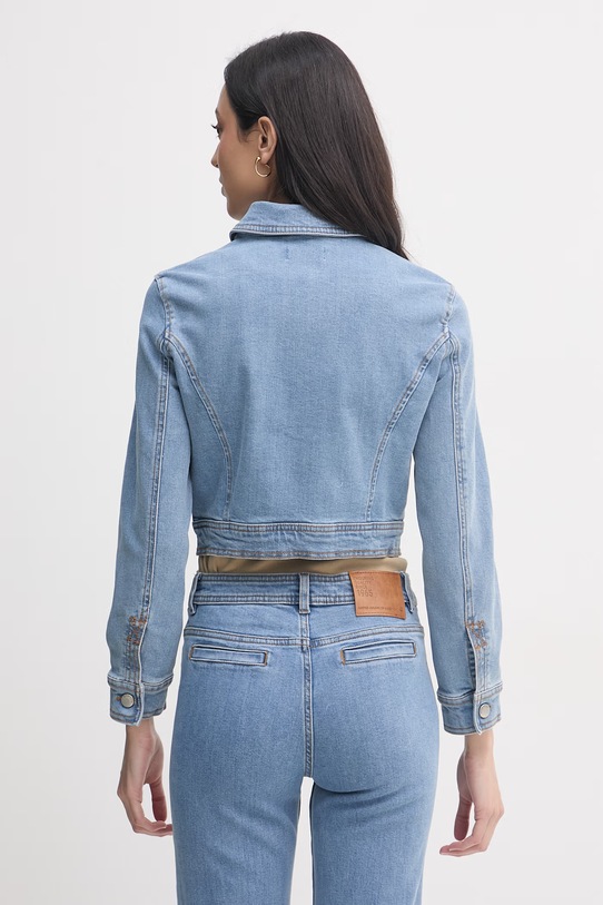 Odzież United Colors of Benetton kurtka jeansowa damska bawełniana z elastanem 2S90DN095 niebieski