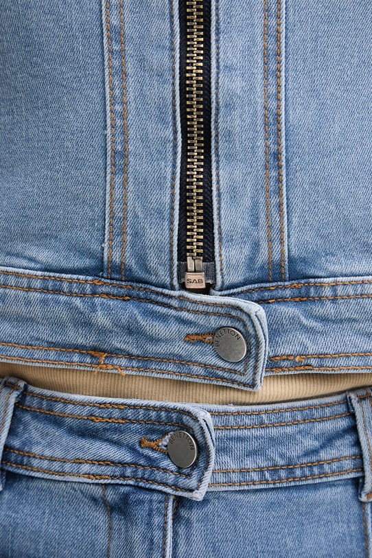 United Colors of Benetton kurtka jeansowa damska bawełniana z elastanem 2S90DN095 niebieski