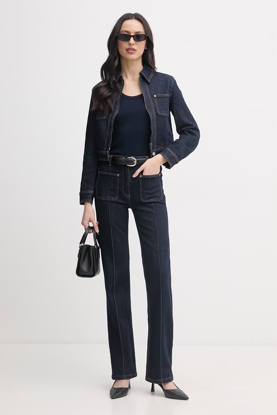 United Colors of Benetton kurtka jeansowa damska bawełniana z elastanem 2S90DN095 granatowy SS26