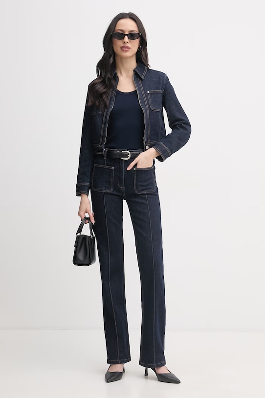 United Colors of Benetton kurtka jeansowa damska bawełniana z elastanem 2S90DN095 granatowy SS26
