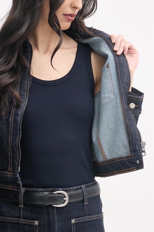 United Colors of Benetton kurtka jeansowa damska bawełniana z elastanem 2S90DN095