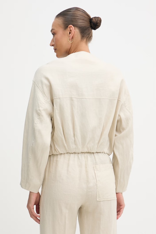Odjeća United Colors of Benetton prijelazna jakna ženska lanena 2AGHDN09B bež