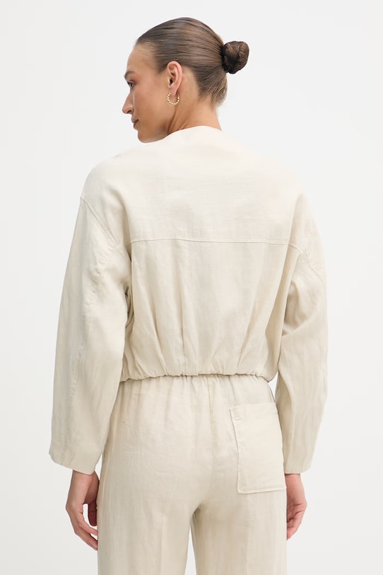 Odjeća United Colors of Benetton prijelazna jakna ženska lanena 2AGHDN09B bež