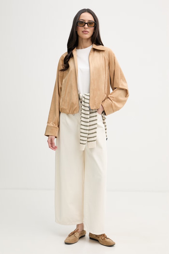 United Colors of Benetton kratka jakna ženska 2JBNDN09S bež SS26