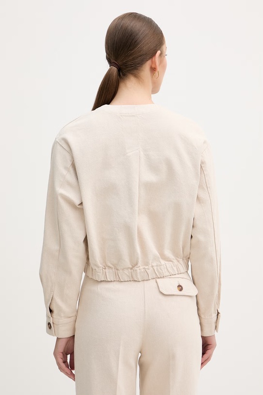 Ρούχα United Colors of Benetton κοντό μπουφάν γυναικείο βαμβακερό 2WNXDN09U μπεζ