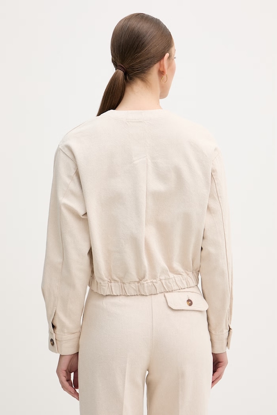 Ρούχα United Colors of Benetton κοντό μπουφάν γυναικείο βαμβακερό 2WNXDN09U μπεζ