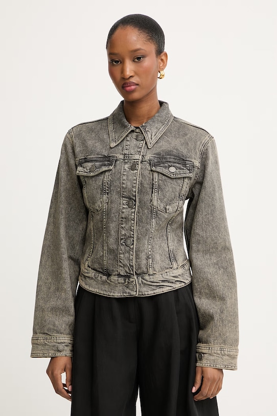 Pinko κοντό μπουφάν γυναικείο ντένιμ γκρί 106388.A34Y