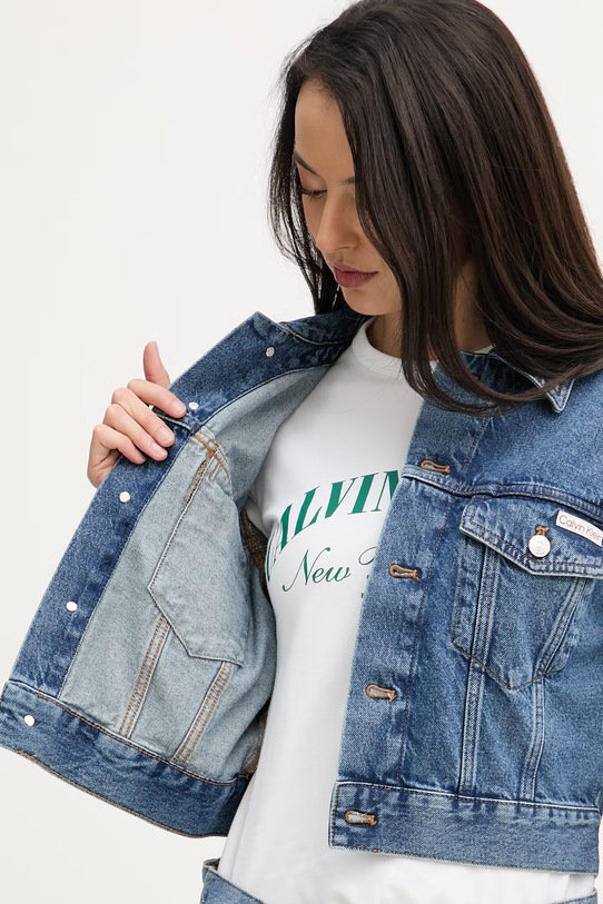 Calvin Klein Jeans prechodná bunda dámska rifľová LV047F681G