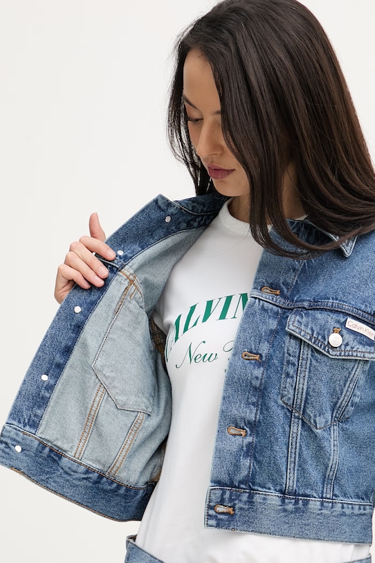 Calvin Klein Jeans prechodná bunda dámska rifľová LV047F681G