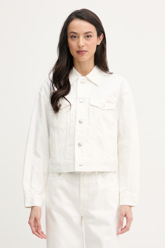 Calvin Klein Jeans jakna ženska od pamuka bež LV047F776G
