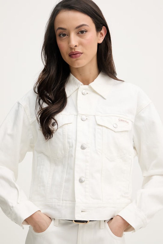 Calvin Klein Jeans jakna ženska od pamuka bež LV047F776G