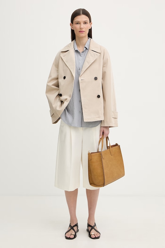 Marc O'Polo krótki trencz damski bawełniany 5000013377 beżowy SS26