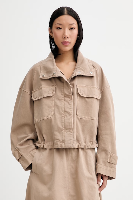 Marc O'Polo kurtka damska z bawełną beżowy 5000013407