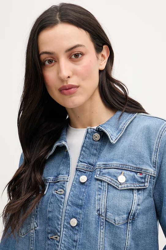 Tommy Hilfiger bunda dámska rifľová modrá WW0WW49568