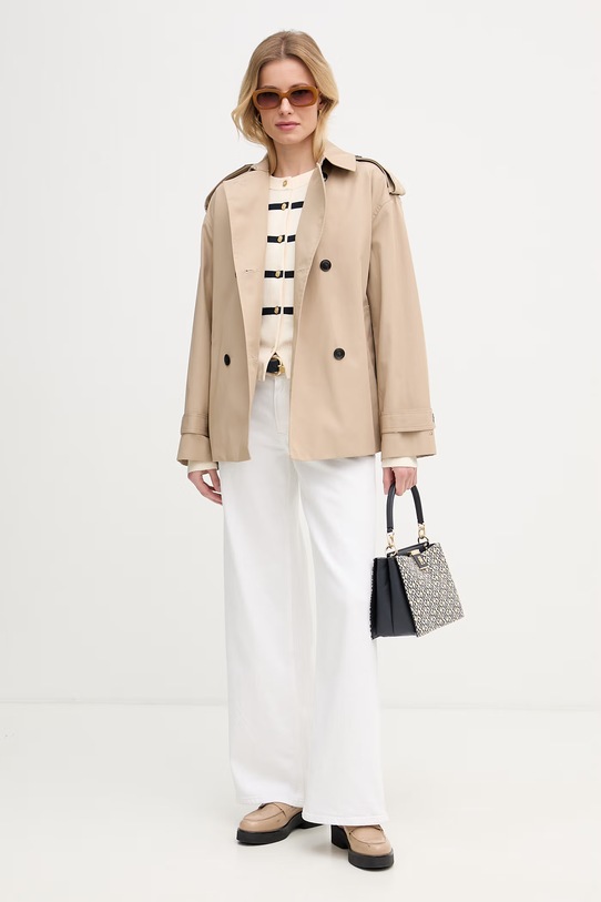 Tommy Hilfiger cappotto trench corto da donna in cotone WW0WW49586 beige SS26