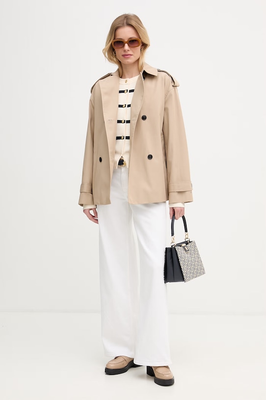 Tommy Hilfiger cappotto trench corto da donna in cotone WW0WW49586 beige SS26
