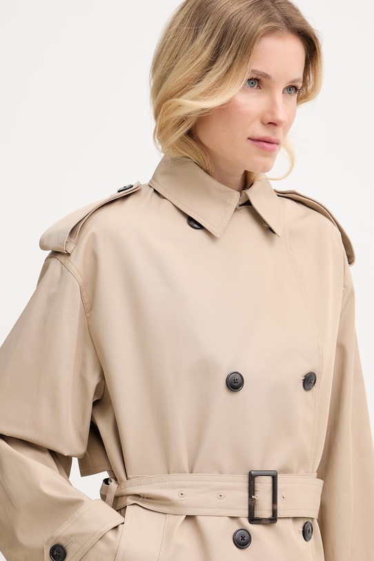 Tommy Hilfiger cappotto trench corto da donna in cotone beige WW0WW49586
