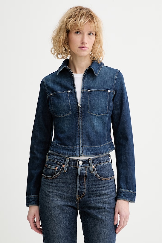 Levi's kurtka jeansowa Y2K STRETCH FITTED bez kaptura niebieski 005R4.0001