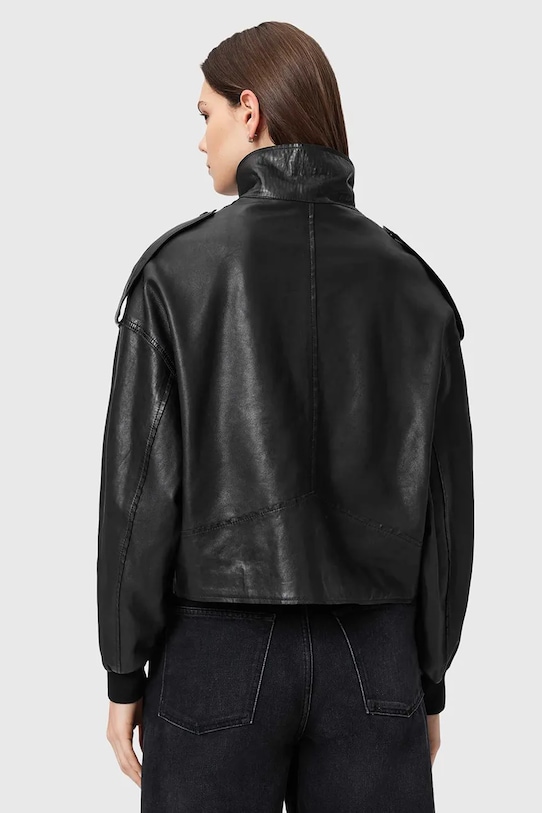 AllSaints geacă de piele LOWDEN W036LE negru SS26