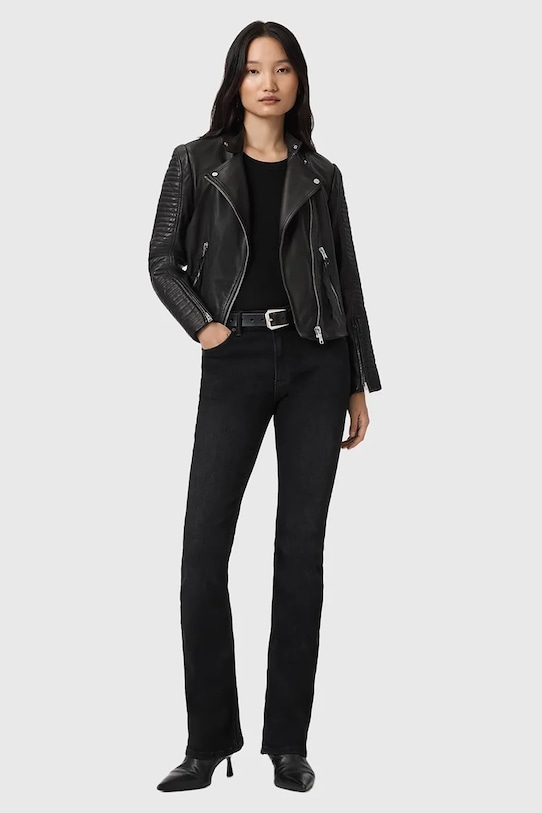 Odzież AllSaints ramoneska skórzana RAUL W039LE czarny