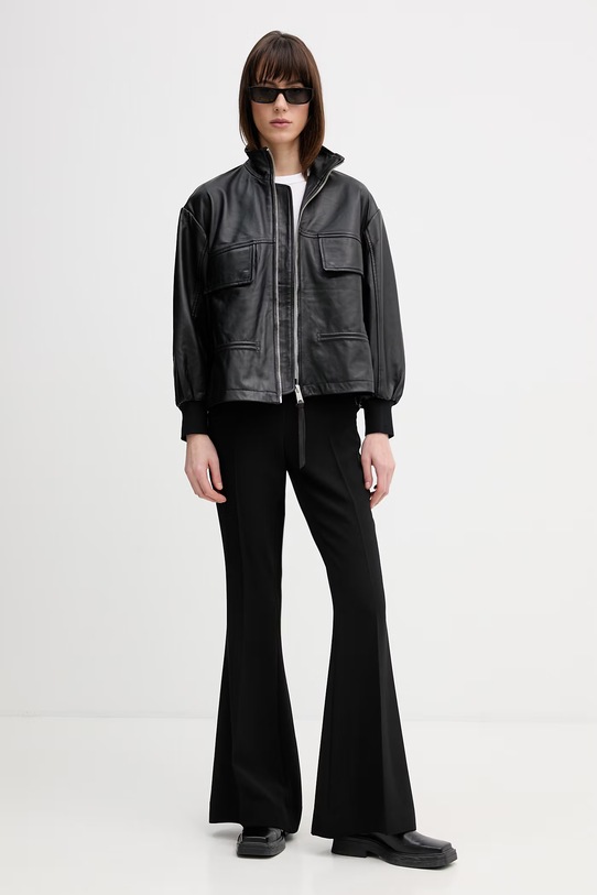 AllSaints kurtka bomber skórzana FLOR W042LE czarny SS26