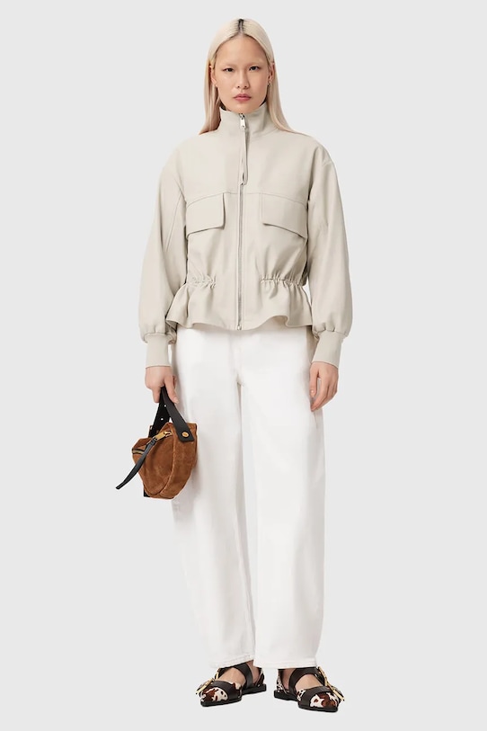 Odzież AllSaints kurtka skórzana FLOR W076LE biały