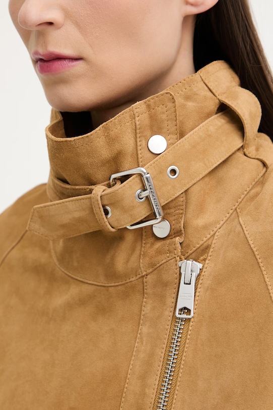 AllSaints ramoneska damska zamszowa RHODES W115LD beżowy