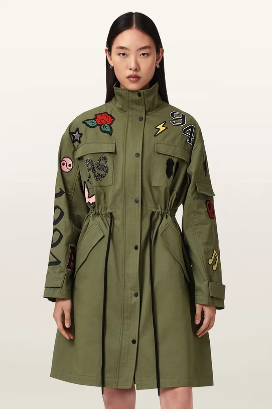 Odzież AllSaints parka bawełniana ARIAA W041OE zielony