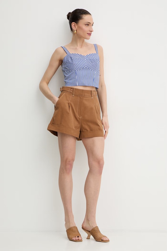 Guess crop top damski bawełniany TECLA W6GH38.W1848 niebieski SS26