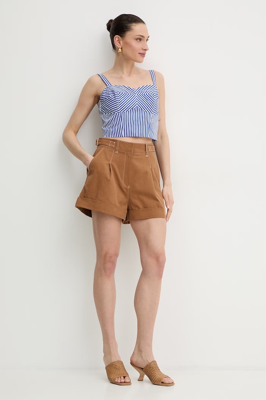 Guess crop top damski bawełniany TECLA W6GH38.W1848 niebieski SS26