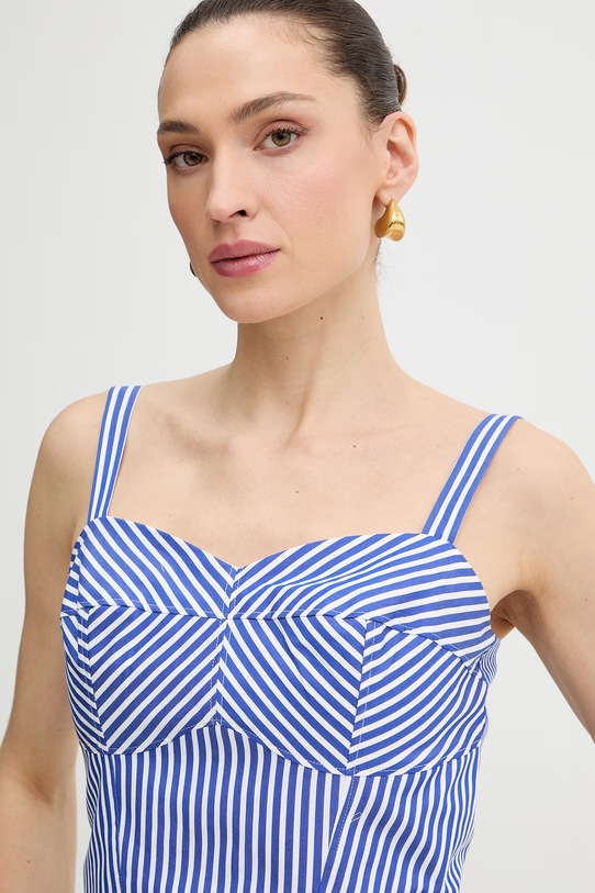 Guess crop top damski bawełniany TECLA niebieski W6GH38.W1848