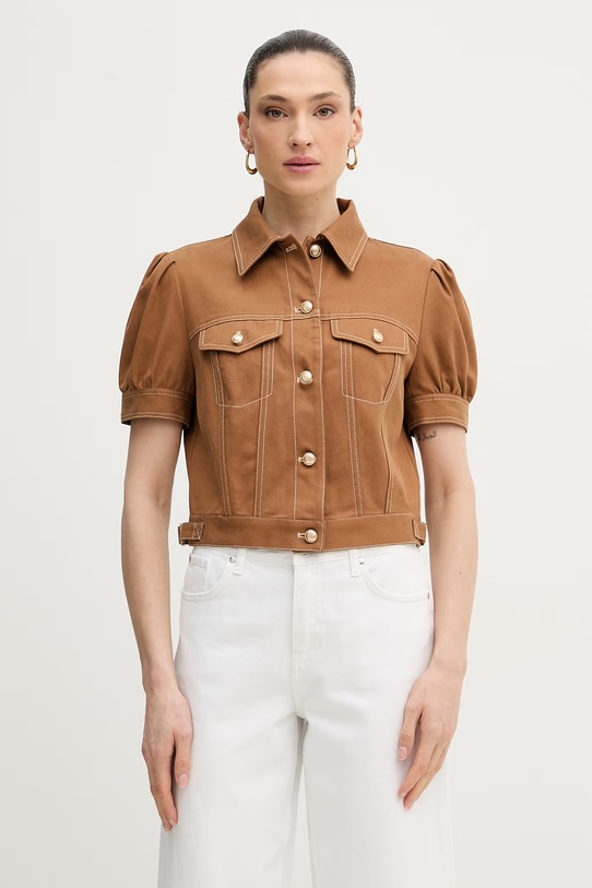 Guess jakna za žene od pamuka CORELINE bež W6GL08.W1804