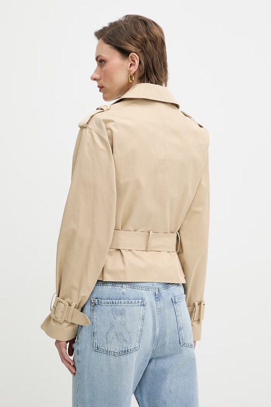 Odzież Guess krótki trencz damski z bawełną FATOU W6GL21.W1954 beżowy