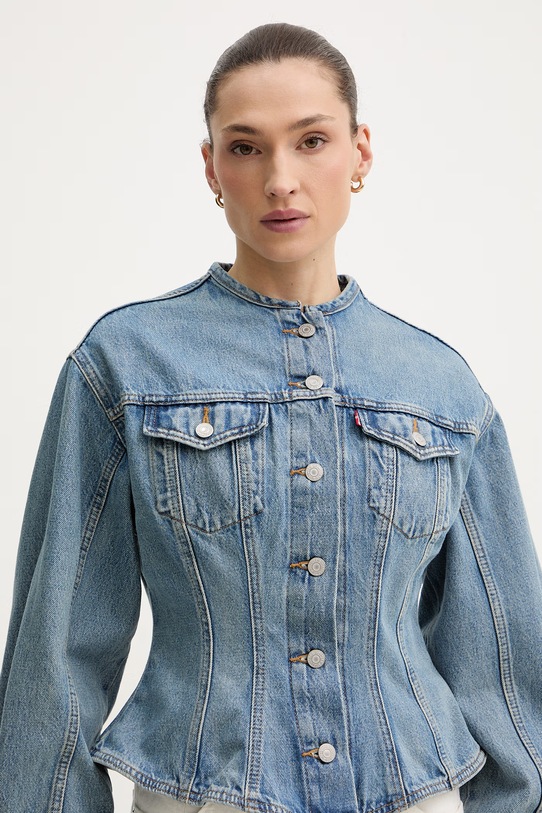 Levi's kurtka przejściowa damska jeansowa SCULPTED niebieski 001T6