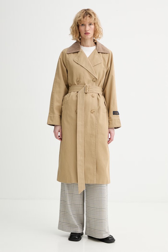 Levi's trencz bawełniany BREE CLASSIC LONG TRENCH nieocieplane beżowy 005AP