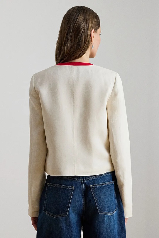 Lauren Ralph Lauren marynarka damska z lnem 200P08848 beżowy SS26