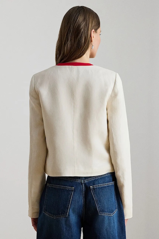 Lauren Ralph Lauren marynarka damska z lnem 200P08848 beżowy SS26