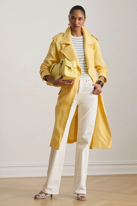 Lauren Ralph Lauren trencz damski lniany żółty 200B22024