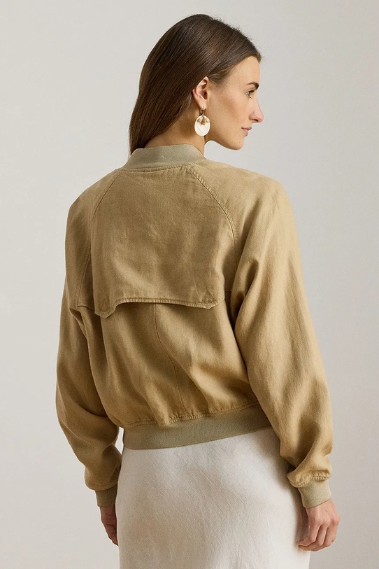 Lauren Ralph Lauren kurtka pilotka damska z lnem 200P08939 beżowy SS26