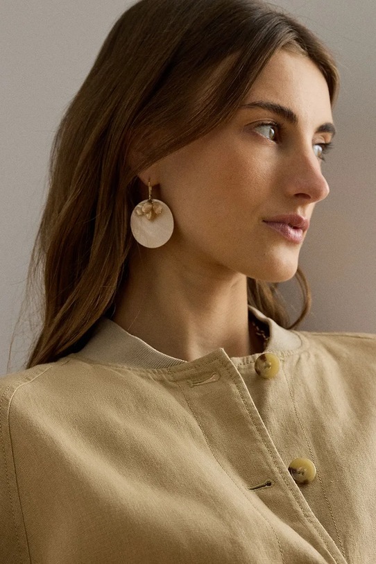 Lauren Ralph Lauren kurtka pilotka damska z lnem 200P08939 beżowy