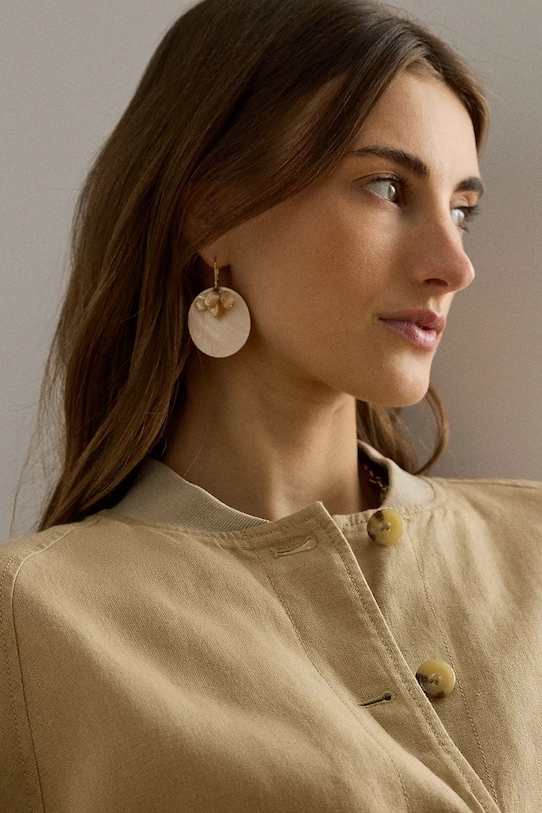 Lauren Ralph Lauren kurtka pilotka damska z lnem 200P08939 beżowy