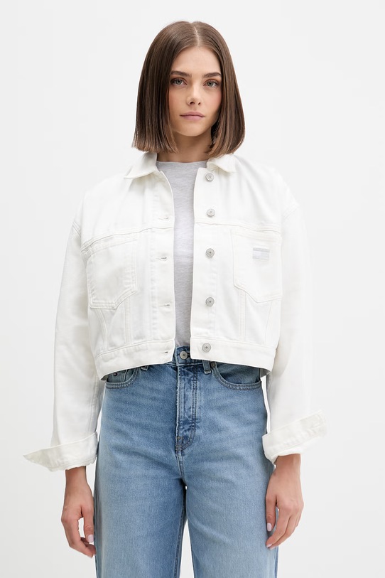 Tommy Jeans kurtka przejściowa damska bawełniana biały DW0DW21979
