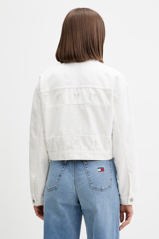 Odzież Tommy Jeans kurtka przejściowa damska bawełniana DW0DW21979 biały