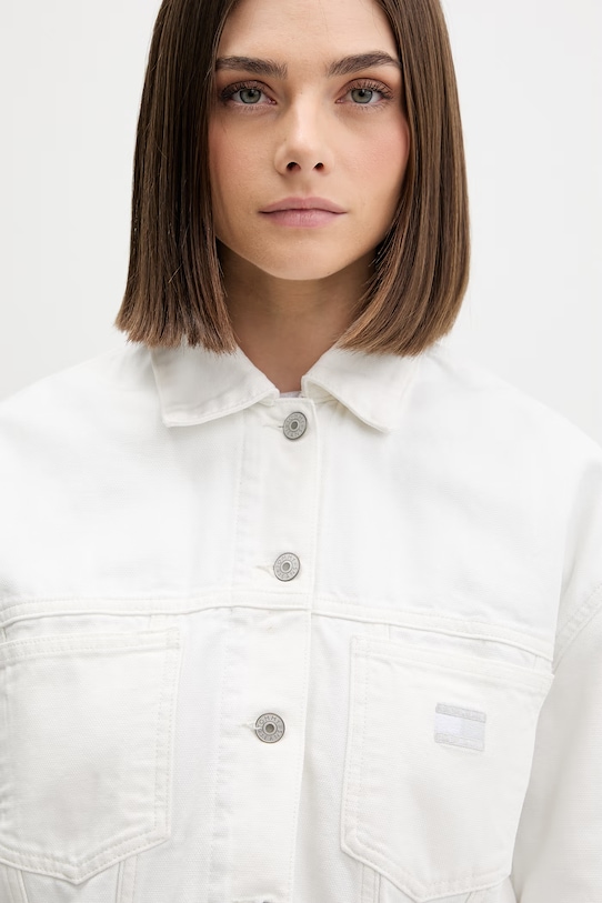 Tommy Jeans kurtka przejściowa damska bawełniana biały DW0DW21979